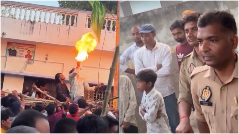 Un drapeau islamique devant la mosquée UP brûlé pendant la procession de Durga, cas enregistré